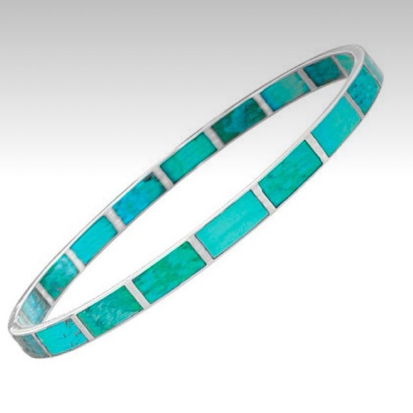 Silpada RARE Vintage Sterling
Silver Turquoise High Seas Inlay
Bangle Bracelet - Picture 7 of 10